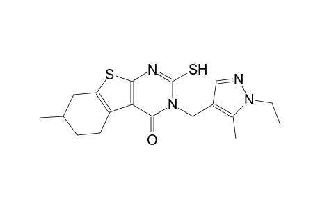 3-[(1-ethyl-5-methyl-1H-pyrazol-4-yl)methyl]-7-methyl-2-sulfanyl-5,6,7,8-tetrahydro[1]benzothieno[2,3-d]pyrimidin-4(3H)-one