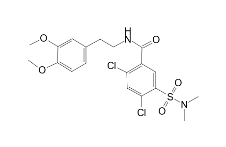 2,4-bis(chloranyl)-N-[2-(3,4-dimethoxyphenyl)ethyl]-5-(dimethylsulfamoyl)benzamide