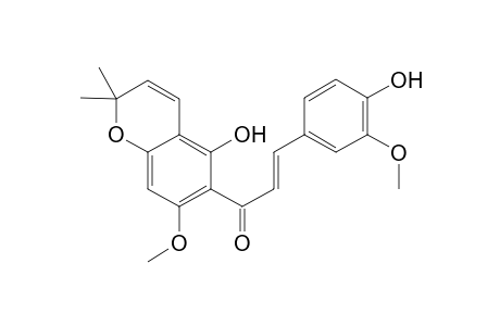 2',4-Dihydroxy-3,6'-dimethoxy-2'',2''-dimethylpyrano[2'',3'':3',4']-chalcone, 3-methoxyxanthohumol C
