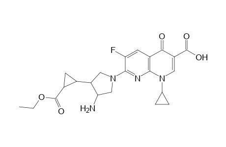 7-[3-amino-4-(2-carbethoxycyclopropyl)pyrrolidino]-1-cyclopropyl-6-fluoro-4-keto-1,8-naphthyridine-3-carboxylic acid