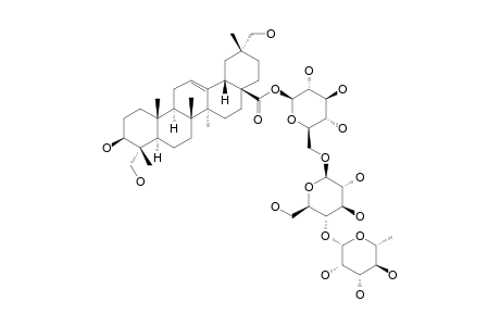 NIPPONOSIDE-D;29-HYDROXYHEDERAGENIN-28-O-ALPHA-L-RHAMNOPYRANOSYL-(1->4)-BETA-D-GLUCOPYRANOSYL-(1->6)-BETA-D-GLUCOPYRANOSIDE