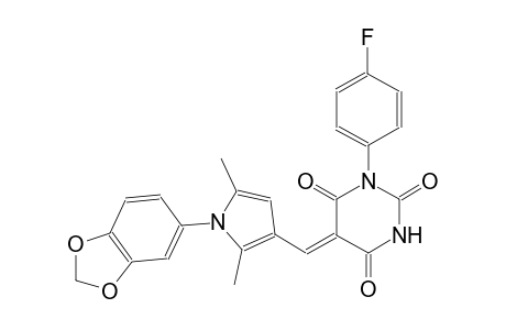 (5Z)-5-{[1-(1,3-benzodioxol-5-yl)-2,5-dimethyl-1H-pyrrol-3-yl]methylene}-1-(4-fluorophenyl)-2,4,6(1H,3H,5H)-pyrimidinetrione
