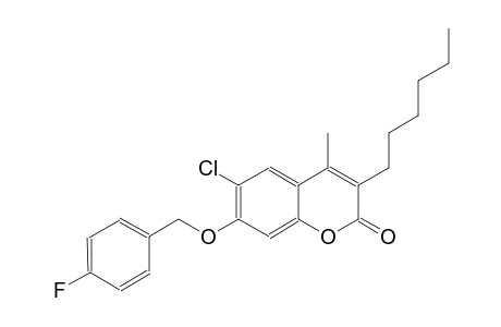 2H-1-benzopyran-2-one, 6-chloro-7-[(4-fluorophenyl)methoxy]-3-hexyl-4-methyl-