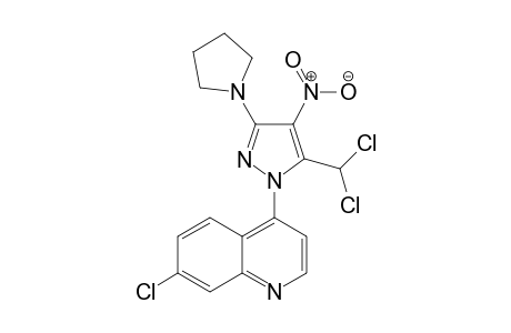 7-Chloro-4-(5-(dichloromethyl)-4-nitro-3-(pyrrolidin-1-yl)-1H-pyrazol-1-yl)quinoline