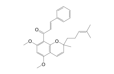 2-Propen-1-one, 1-[5,7-dimethoxy-2-methyl-2-(4-methyl-3-pentenyl)-2H-1-benzopyran-8-y l]-3-phenyl-, (E)-(.+-.)-