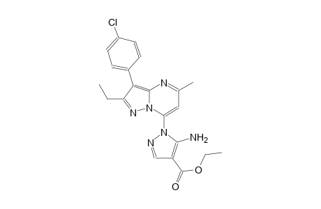 1H-pyrazole-4-carboxylic acid, 5-amino-1-[3-(4-chlorophenyl)-2-ethyl-5-methylpyrazolo[1,5-a]pyrimidin-7-yl]-, ethyl ester