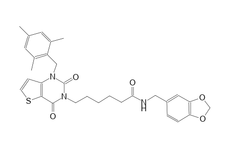 N-(1,3-benzodioxol-5-ylmethyl)-6-(1-(mesitylmethyl)-2,4-dioxo-1,4-dihydrothieno[3,2-d]pyrimidin-3(2H)-yl)hexanamide