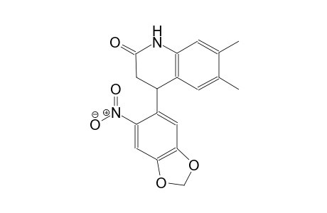 2(1H)-quinolinone, 3,4-dihydro-6,7-dimethyl-4-(6-nitro-1,3-benzodioxol-5-yl)-