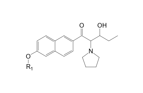 Naphyrone-M (HO-naphthyl-HO-alkyl-glucuronide) MS2