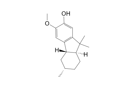 (+-)-(3S*,4aS*,9aR*)-7-Hydroxy-6-methoxy-3,9,9-trimethyl-1,2,3,4.4a,9a-hexahydrofluorene