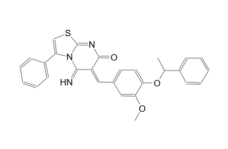 (6Z)-5-imino-6-[3-methoxy-4-(1-phenylethoxy)benzylidene]-3-phenyl-5,6-dihydro-7H-[1,3]thiazolo[3,2-a]pyrimidin-7-one