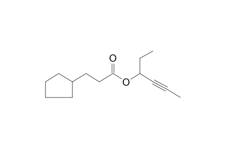 3-Cyclopentylpropionic acid, hex-4-yn-3-yl ester