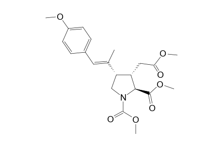 Methyl 2-(methoxycarbonyl)-4-[2'-(p-methoxyphenyl)-1'-methylvinyl]-3-[(methoxycartbonyl)methyl]-pyrrolidine-1(N)-carboxylate