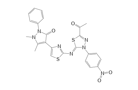5-Acetyl-2-(4-(2,3-dimethyl-1-phenyl-5-oxo-pyrazol-4-yl)thiazol-2-ylimino)-3-(4-nitrophenyl)-1,3,4-thiadiazole