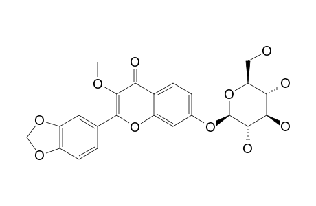 PONGAMOSIDE-D;3-METHOXY-3',4'-METHYLENEDIOXY-7-O-BETA-D-GLUCOPYRANOSYL-FLAVONE