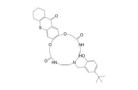 7-[ 5'-(t-Butyl)-2'-hydroxybenzyl]-5,6,7,8,9,10-hexahydro-2H,20H-thioxantheno[2,3-b]-(1,4-dioxa-7,10,13-triaza)cyclopentadecene-3,11,20(4H,12H)-trione