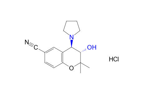 trans-2,2-dimethyl-3-hydroxy-4-(1-pyrrolidinyl)-6-chromancarbonitrile, hydrochloride