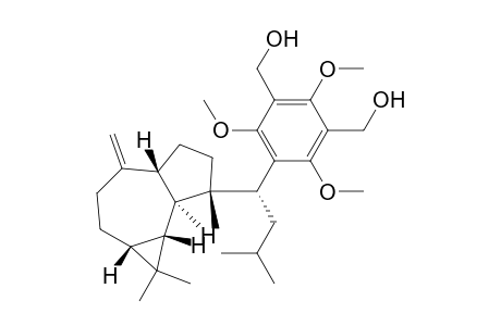 (+)-5-[(1'R)-1'-((1R,2R,4R,8R,11S)-7-Methylene-3,3,11-trimethyltricyclo[6.3.0.0(2,4)]undeca-11-yl)-3'-methylbutyl]-2,4,6-trimethoxybenzene-1,3-dimethanol