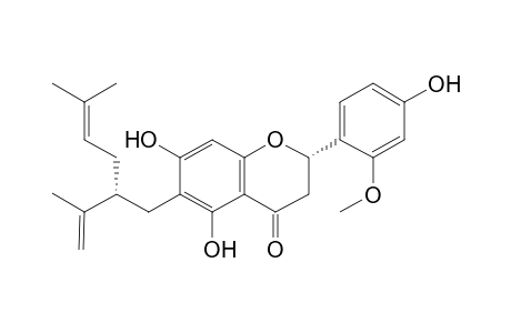(2S)-2-(2-methoxy-4-oxidanyl-phenyl)-6-[(2R)-5-methyl-2-prop-1-en-2-yl-hex-4-enyl]-5,7-bis(oxidanyl)-2,3-dihydrochromen-4-one