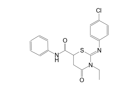 (2Z)-2-[(4-chlorophenyl)imino]-3-ethyl-4-oxo-N-phenyltetrahydro-2H-1,3-thiazine-6-carboxamide