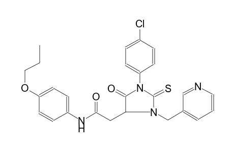 2-[1-(4-chlorophenyl)-5-keto-3-(3-pyridylmethyl)-2-thioxo-imidazolidin-4-yl]-N-(4-propoxyphenyl)acetamide