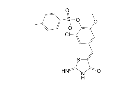 2-chloro-4-[(Z)-(2-imino-4-oxo-1,3-thiazolidin-5-ylidene)methyl]-6-methoxyphenyl 4-methylbenzenesulfonate