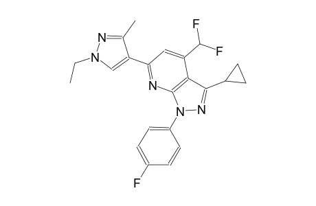 1H-pyrazolo[3,4-b]pyridine, 3-cyclopropyl-4-(difluoromethyl)-6-(1-ethyl-3-methyl-1H-pyrazol-4-yl)-1-(4-fluorophenyl)-