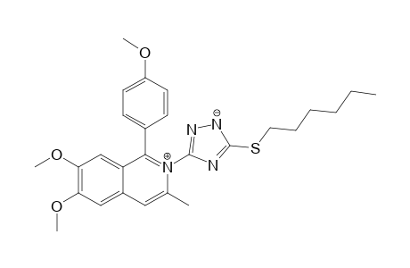 2-[5-(hexylthio)-1,2-diaza-4-azanidacyclopenta-2,5-dien-3-yl]-6,7-dimethoxy-1-(4-methoxyphenyl)-3-methyl-isoquinolin-2-ium