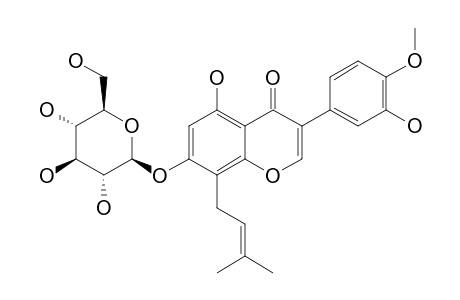 5,3'-DIHYDROXY-4-METHOXY-7-O-BETA-D-GLUCOPYRANOSIDE-8-PRENYL-ISOFLAVONE