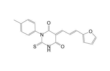 4,6(1H,5H)-pyrimidinedione, 5-[(2E)-3-(2-furanyl)-2-propenylidene]dihydro-1-(4-methylphenyl)-2-thioxo-, (5E)-