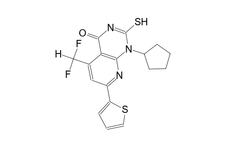 pyrido[2,3-d]pyrimidin-4(1H)-one, 1-cyclopentyl-5-(difluoromethyl)-2-mercapto-7-(2-thienyl)-