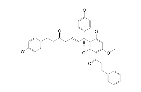 KATSUMAIN_C;(2-E)-{2,4-DIHYDROXY-3-[(1-R,2-E,5-R)-5-HYDROXY-1,7-BIS-(4-HYDROXYPHENYL)-2-HEPTEN-1-YL}-6-METHOXYPHENYL}-3-PHENYL-2-PROPEN-1-ONE