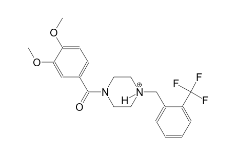 1-(3,4-dimethoxybenzoyl)-4-[2-(trifluoromethyl)benzyl]piperazin-4-ium