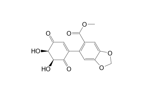1,3-Benzodioxole-5-carboxylic acid, 6-(4,5-dihydroxy-3,6-dioxo-1-cyclohexen-1-yl)-, methyl ester, cis-(.+-.)-