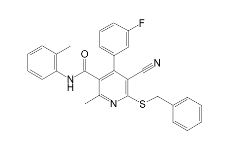 5-cyano-4-(3-fluorophenyl)-2-methyl-N-(2-methylphenyl)-6-(phenylmethylsulfanyl)pyridine-3-carboxamide