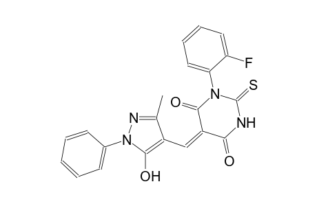 (5Z)-1-(2-fluorophenyl)-5-[(5-hydroxy-3-methyl-1-phenyl-1H-pyrazol-4-yl)methylene]-2-thioxodihydro-4,6(1H,5H)-pyrimidinedione