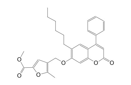 2-furancarboxylic acid, 4-[[(6-hexyl-2-oxo-4-phenyl-2H-1-benzopyran-7-yl)oxy]methyl]-5-methyl-, methyl ester