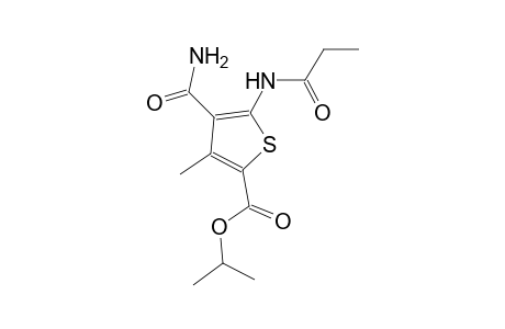 isopropyl 4-(aminocarbonyl)-3-methyl-5-(propionylamino)-2-thiophenecarboxylate