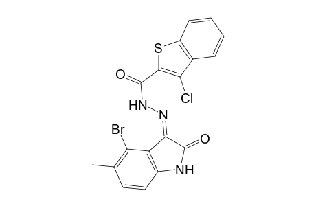 N'-(4-bromanyl-5-methyl-2-oxidanylidene-indol-3-yl)-3-chloranyl-1-benzothiophene-2-carbohydrazide