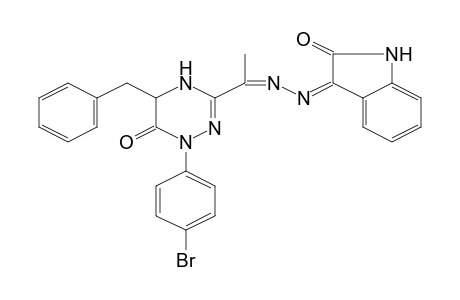 3-[(2Z)-2-[1-[1-(4-bromophenyl)-6-oxidanylidene-5-(phenylmethyl)-2,5-dihydro-1,2,4-triazin-3-yl]ethylidene]hydrazinyl]indol-2-one