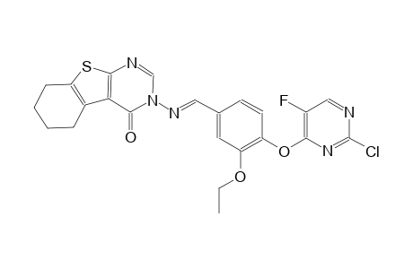 3-[((E)-{4-[(2-chloro-5-fluoro-4-pyrimidinyl)oxy]-3-ethoxyphenyl}methylidene)amino]-5,6,7,8-tetrahydro[1]benzothieno[2,3-d]pyrimidin-4(3H)-one