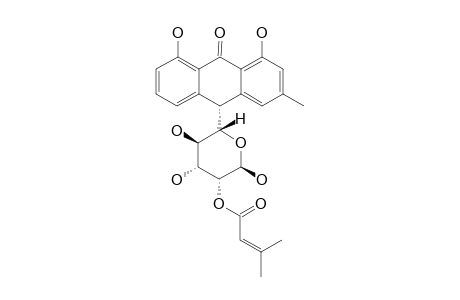 ALVARADOIN_K;(10-R)-C-(2-O-SENECIOYL)-BETA-D-LYXOPYRANOSYL-1,8-DIHYDROXY-3-METHYLANTHRACEN-9-(10-H)-ONE