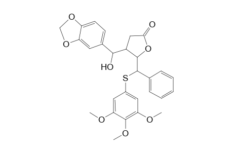 3-(.alpha.hydroxy-3",4"-methylenedioxybenzyl)-2-(3',4',5'-trimethoxy-.alpha.-phenylthiobenzyl)-.gamma.-butyrolactone