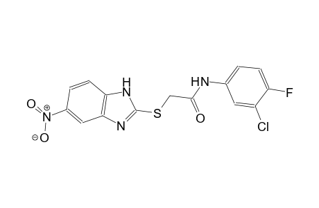 N-(3-chloro-4-fluorophenyl)-2-[(5-nitro-1H-benzimidazol-2-yl)sulfanyl]acetamide