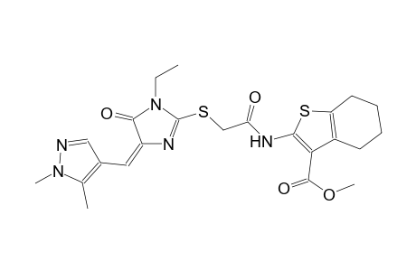 methyl 2-{[({(4E)-4-[(1,5-dimethyl-1H-pyrazol-4-yl)methylene]-1-ethyl-5-oxo-4,5-dihydro-1H-imidazol-2-yl}sulfanyl)acetyl]amino}-4,5,6,7-tetrahydro-1-benzothiophene-3-carboxylate