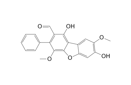 2-Dibenzofurancarboxaldehyde, 1,7-dihydroxy-4,8-dimethoxy-3-phenyl-