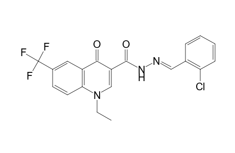 1,4-DIHYDRO-1-ETHYL-4-OXO-6-(TRIFLUOROMETHYL)-3-QUINOLINECARBOXYLIC ACID, (o-CHLOROBENZYLIDENE)HYDRAZIDE