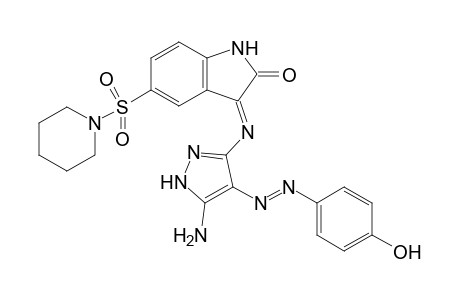 (E)-3-({5-Amino-4-[(E)-(4-hydroxyphenyl)diazinyl]-1H-pyrazol-3-yl}imino)-5-(piperidin-1-ylsulfonyl)indolin-2-one