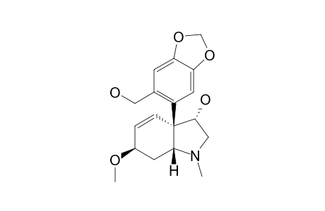 EGONINE;3-ALPHA-HYDROXY-3A-BETA-(2-HYDROXYMETHYL-4,5-METHYLENEDIOXYPHENYL)-6-BETA-METHOXY-N-METHYL-2,3,6,7-TETRAHYDRO-7A-H-INDOLE