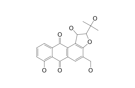 CAPITELLATAQUINONE_B;2-HYDROXYMETHYL-[1'-HYDROXY-2'-(1-HYDROXY-1-METHYLETHYL)-DIHYDROFURANO]-8-HYDROXYANTHRAQUINONE